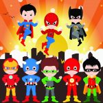 clipart poster super heroes animado