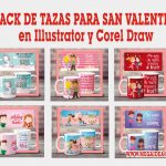 Pack de Tazas para San Valentin en Illustrator