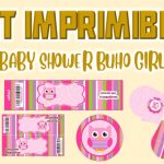 Kit Imprimible de Buho Modelo 2 para Baby Shower Niña