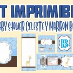 Kit Imprimible de Celeste y Marron para Baby Shower Niño
