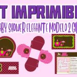 Kit Imprimible de Elefante Modelo 2 para Baby Shower Niña