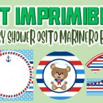 Kit Imprimible de Osito Marinero para Baby Shower Niño