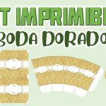 Kit Imprimible de Fondo Dorado para Boda