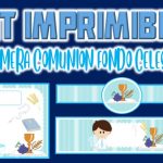 Kit Imprimible de Fondo Celeste para Primera Comunión Niño