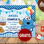 Invitaciones de Cookie Monster GRATIS para Editar