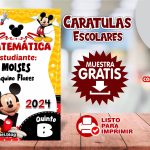 Caratula de Mickey Mouse para Cuaderno – MUESTRA GRATIS