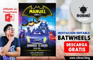Invitación Editable de Batwheels GRATIS en PowerPoint