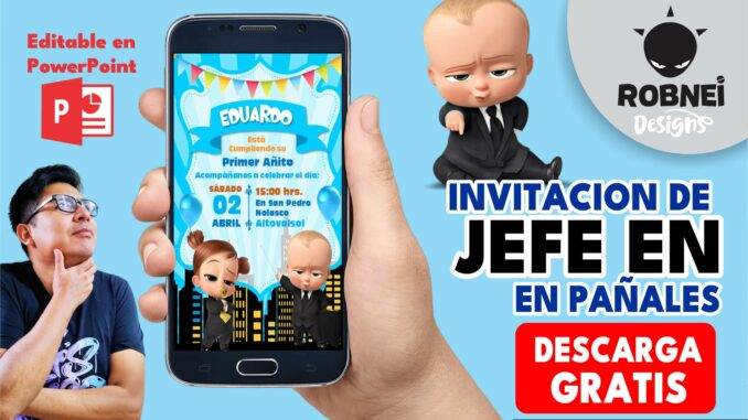 Invitación Editable de Jefe en Pañales