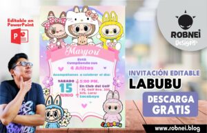 Invitación Editable de Labubu GRATIS en PowerPoint
