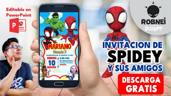Invitación Editable de Spidey y sus Amigos en PowerPoint