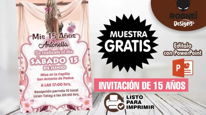 Invitacion de 15 años rosado editable gratis