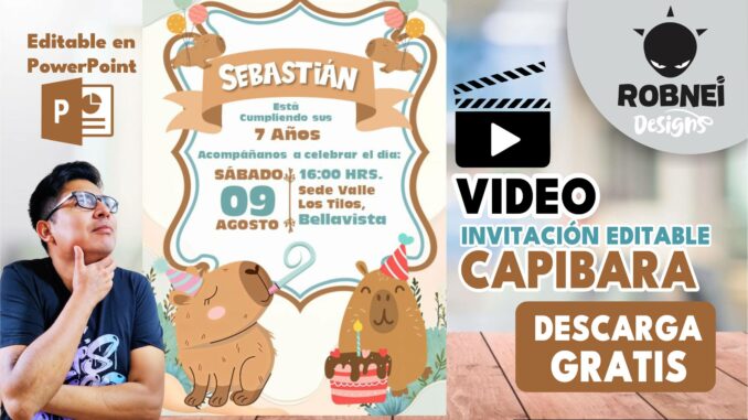 Invitaci贸n de Capibara para Editar GRATIS VIDEO