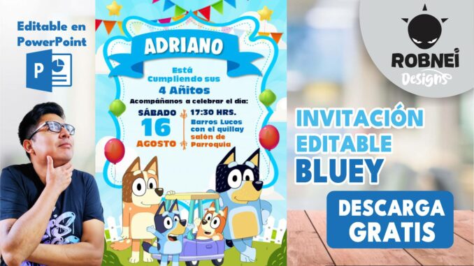 Invitación de Cumpleaños Infantil Bluey