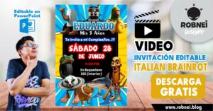 Video Invitación Editable Italian Brainrot para Cumpleaños